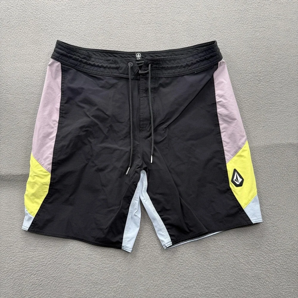 Volcom Board Shorts Mens 34 Multicolor Colorblock Swim Trunks UnLined Quick Dry